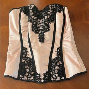 Vintage Y2K Shirley Of Hollywood Corset Pink Satin Lace LARGE